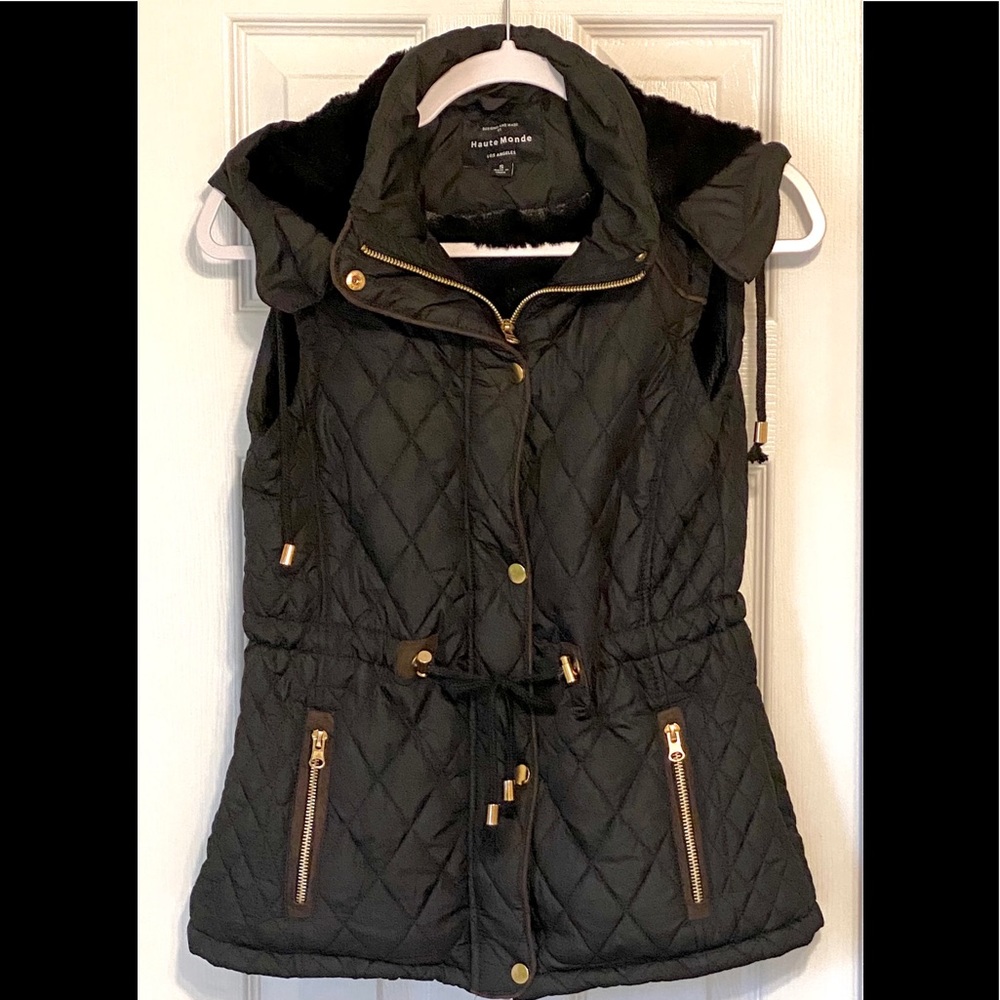 Haute Monde fleece lined black quilted vest